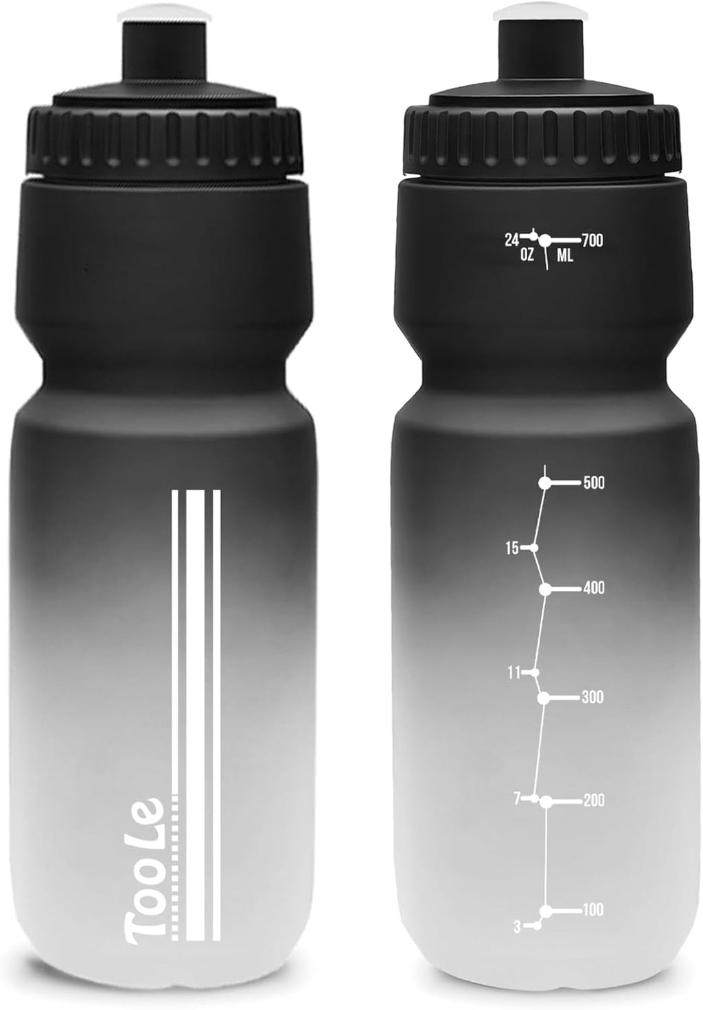 Bike Water Bottle, Cycling Squeeze Water Bottle Leakproof BPA Free with Capacity Scale w/Pull Top Lid, Reusable, for Bicycle, Gym,Camping, Hiking 24oz