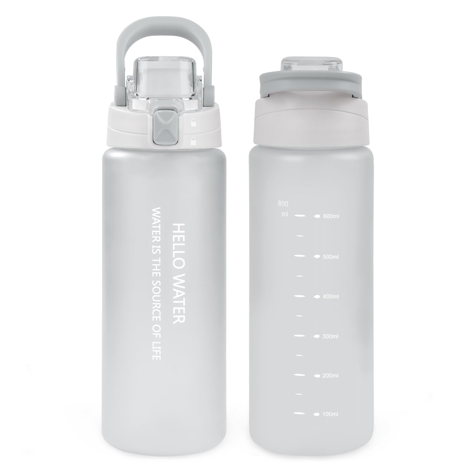 27oz Sports Water Bottle with Removable Filter, Motivational Water Bottle with Capacity Marker, Leakproof Drinking Water Bottle with Handle for Travel Fitness Gym Outdoor (Pink)