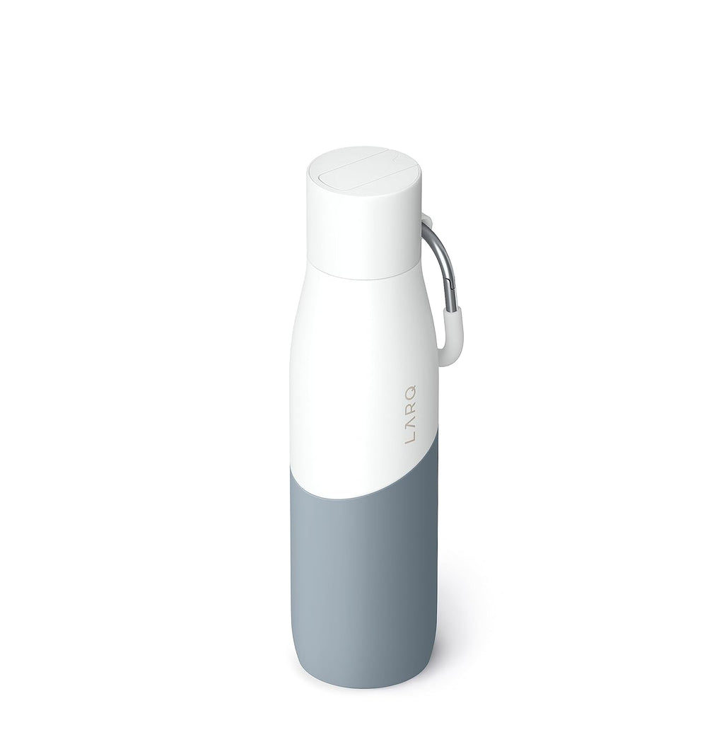 LARQ Bottle Movement Filtered - Lightweight Non-Insulated Stainless Steel Water Bottle BPA Free with Nano Zero technology and long-lasting filters, White/Pebble, 24oz