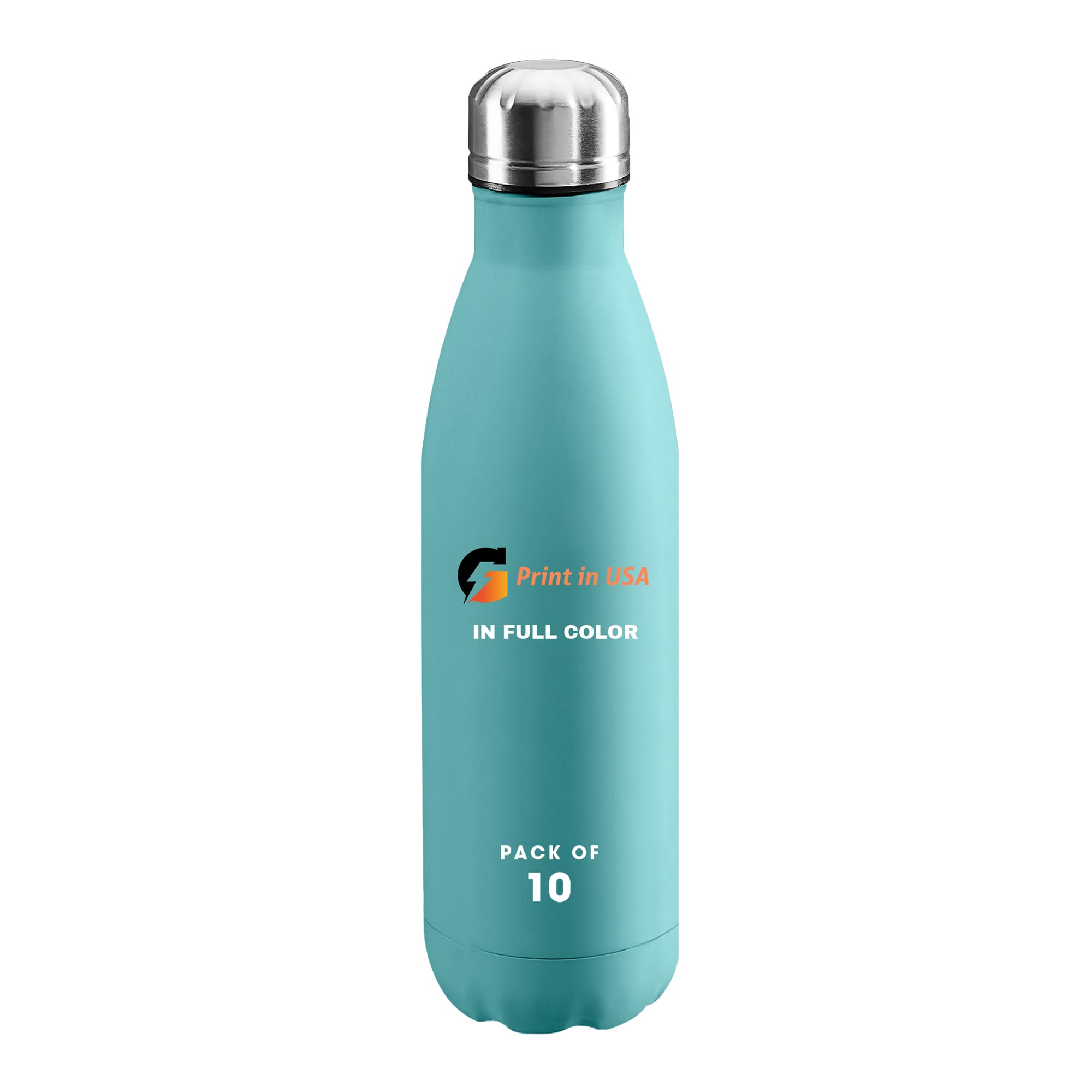 Personalized Custom Print in USA Water Bottles 10Pcs 17oz Stainless Steel Double Wall Insulated Leakproof Cups for Sports Outdoors With Colorful Text Logo