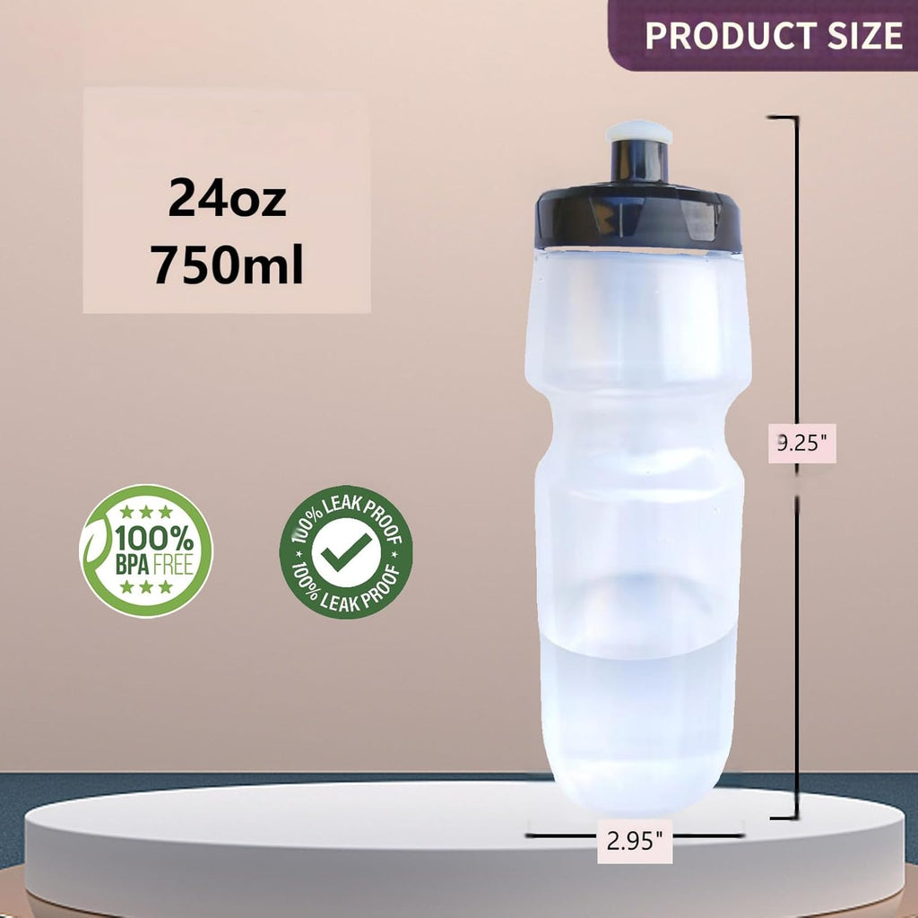 Bike Water Bottle Sports Squeeze Bottle 24oz Bicycle Water Bottles with a Leak-proof Cap BPA Free Perfect for Outdoor Sports.(clear