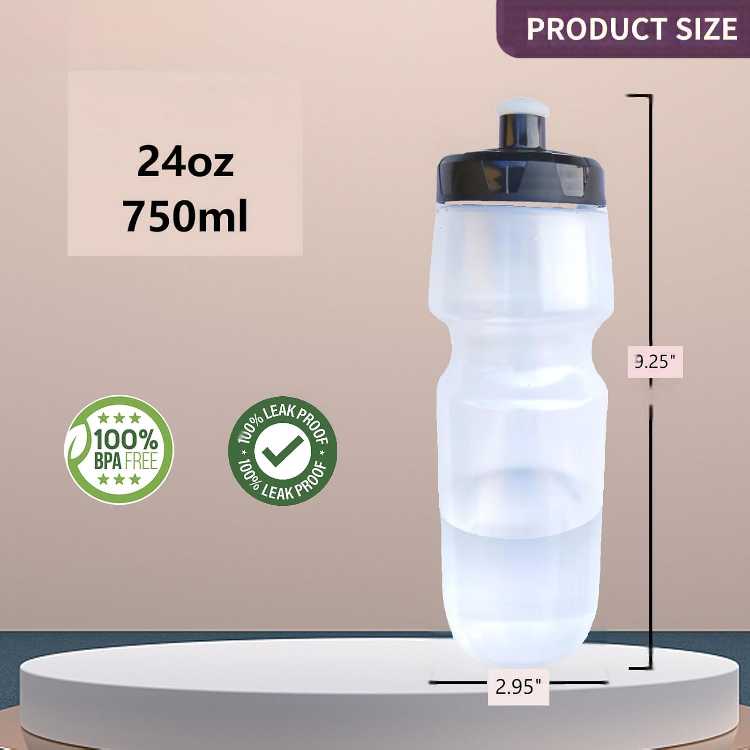 Bike Water Bottle Sports Squeeze Bottle 24oz Bicycle Water Bottles with a Leak-proof Cap BPA Free Perfect for Outdoor Sports.(clear