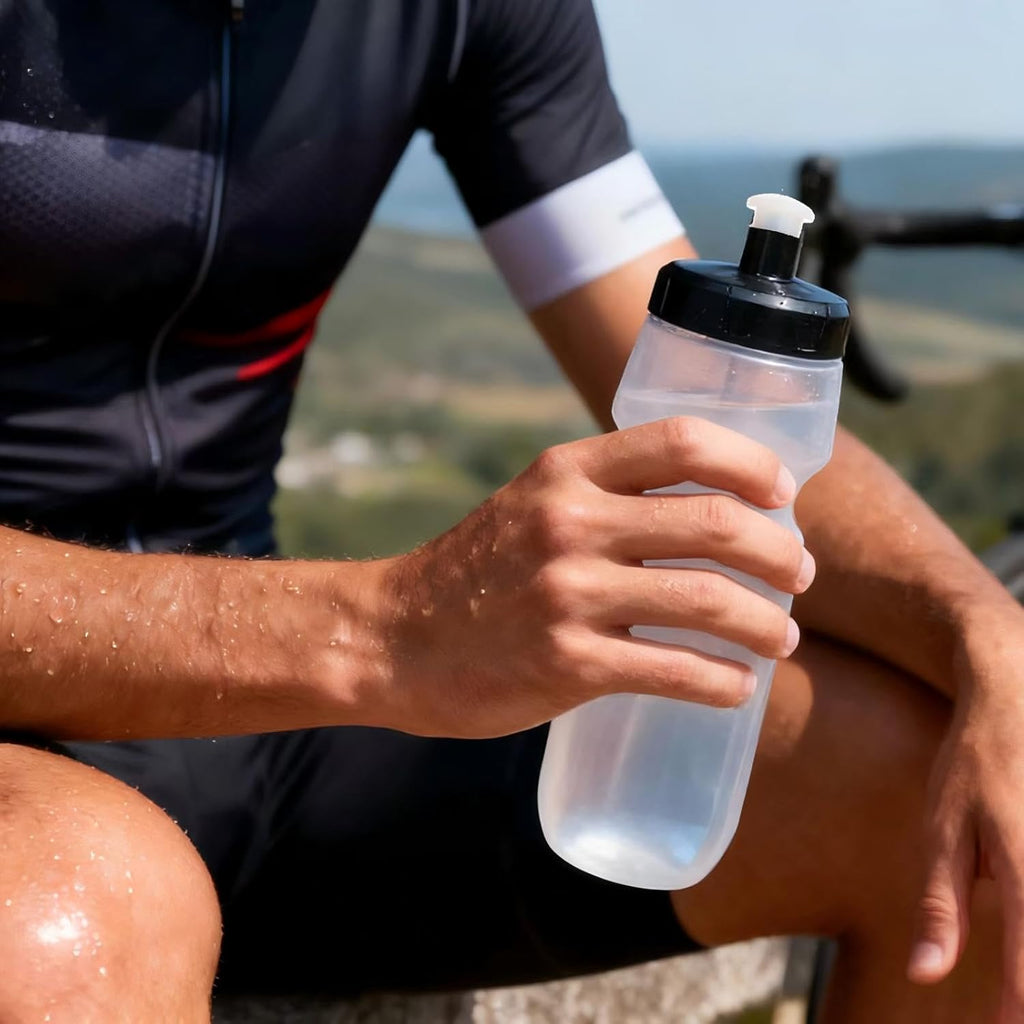 Bike Water Bottle Sports Squeeze Bottle 24oz Bicycle Water Bottles with a Leak-proof Cap BPA Free Perfect for Outdoor Sports.(clear