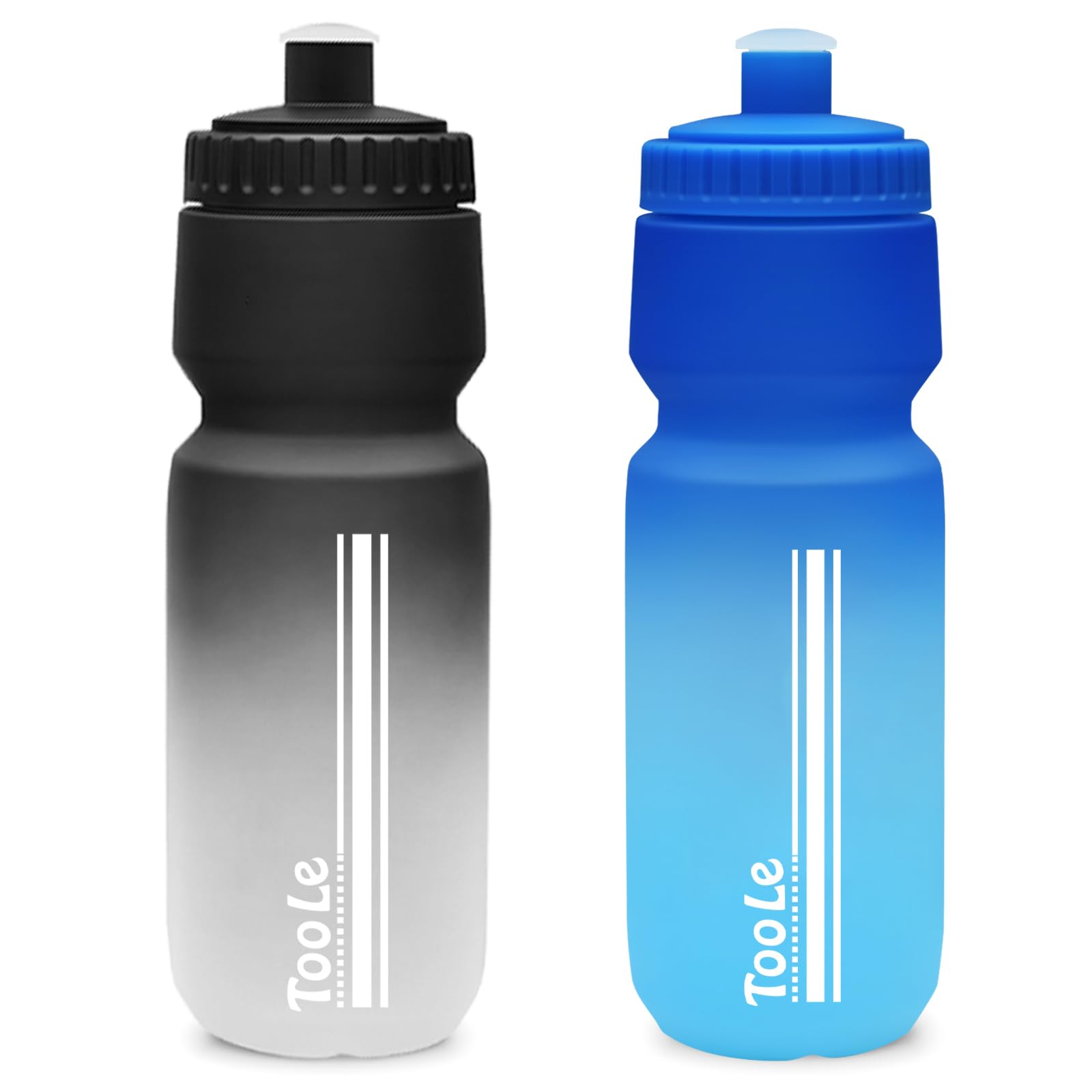 Bike Water Bottle, Cycling Squeeze Water Bottle Leakproof BPA Free with Capacity Scale w/Pull Top Lid, Reusable, for Bicycle, Gym,Camping, Hiking 24oz