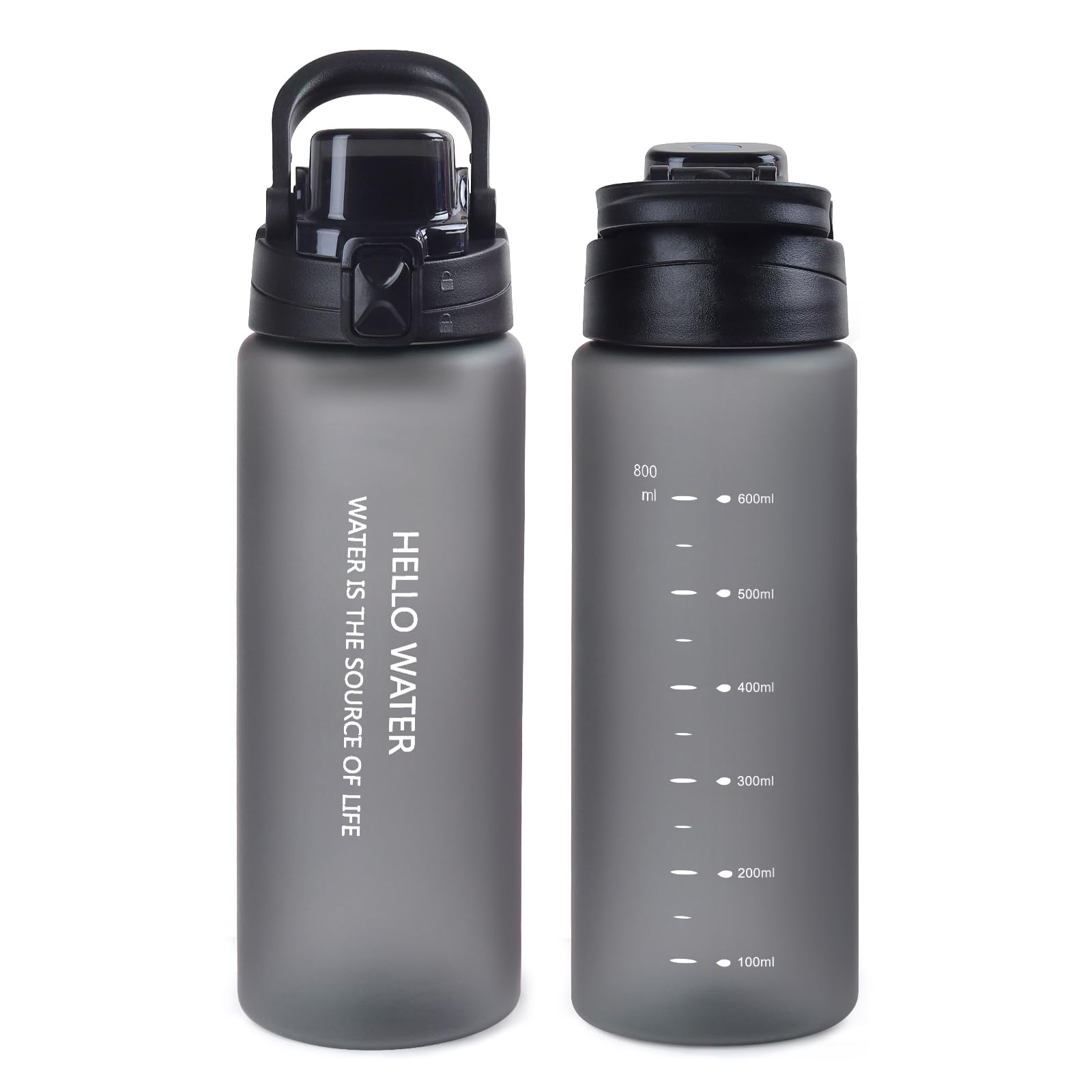 27oz Sports Water Bottle with Removable Filter, Motivational Water Bottle with Capacity Marker, Leakproof Drinking Water Bottle with Handle for Travel Fitness Gym Outdoor (Pink)