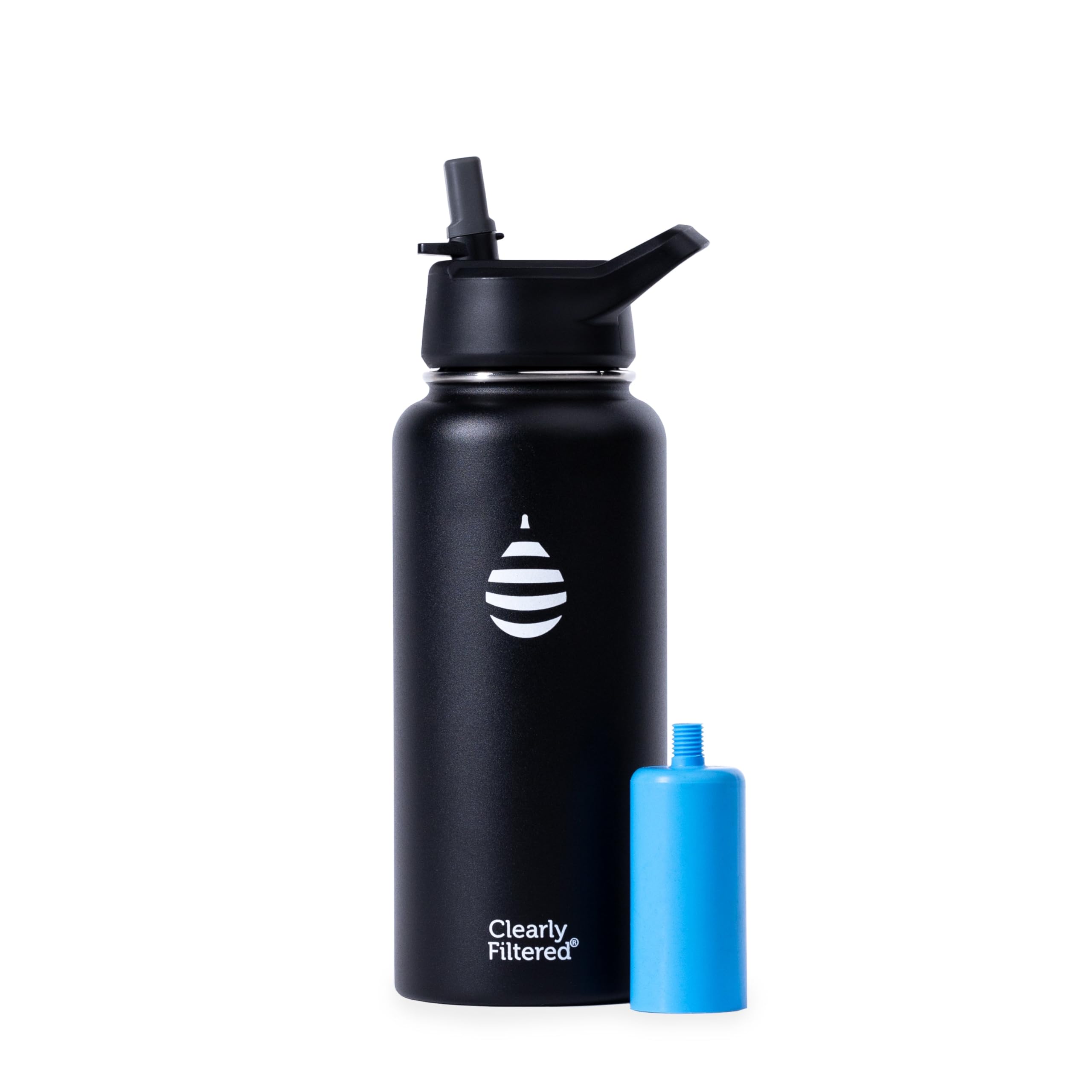 Clearly Filtered 32oz Water Bottle/Targets 220+ Contaminants/Double-Wall Insulated Stainless Steel Filtered Water Bottle BPA/BPS-Free Phthalate-Free Filters Fluoride Lead Chlorine (Charcoal)