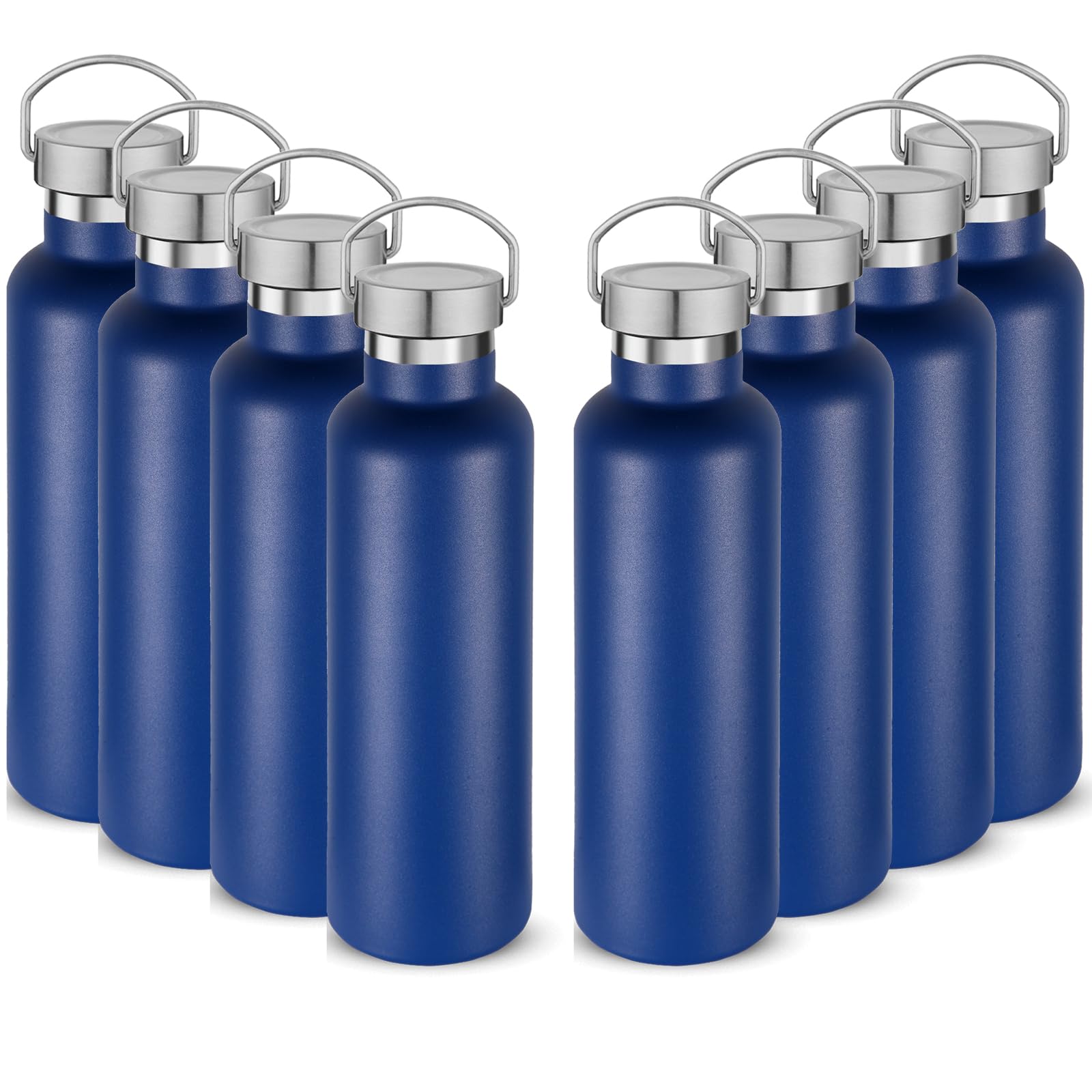 Volhoply 24oz Insulated Standard Mouth Water Bottle with Plastic & Stainless Steel Combination Lid, 304 18/8 Double Wall Vacuum Insulated Water Bottles, Reusable Metal Flask(White,1)