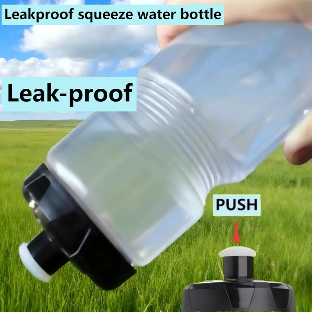 Bike Water Bottle Sports Squeeze Bottle 24oz Bicycle Water Bottles with a Leak-proof Cap BPA Free Perfect for Outdoor Sports.(clear