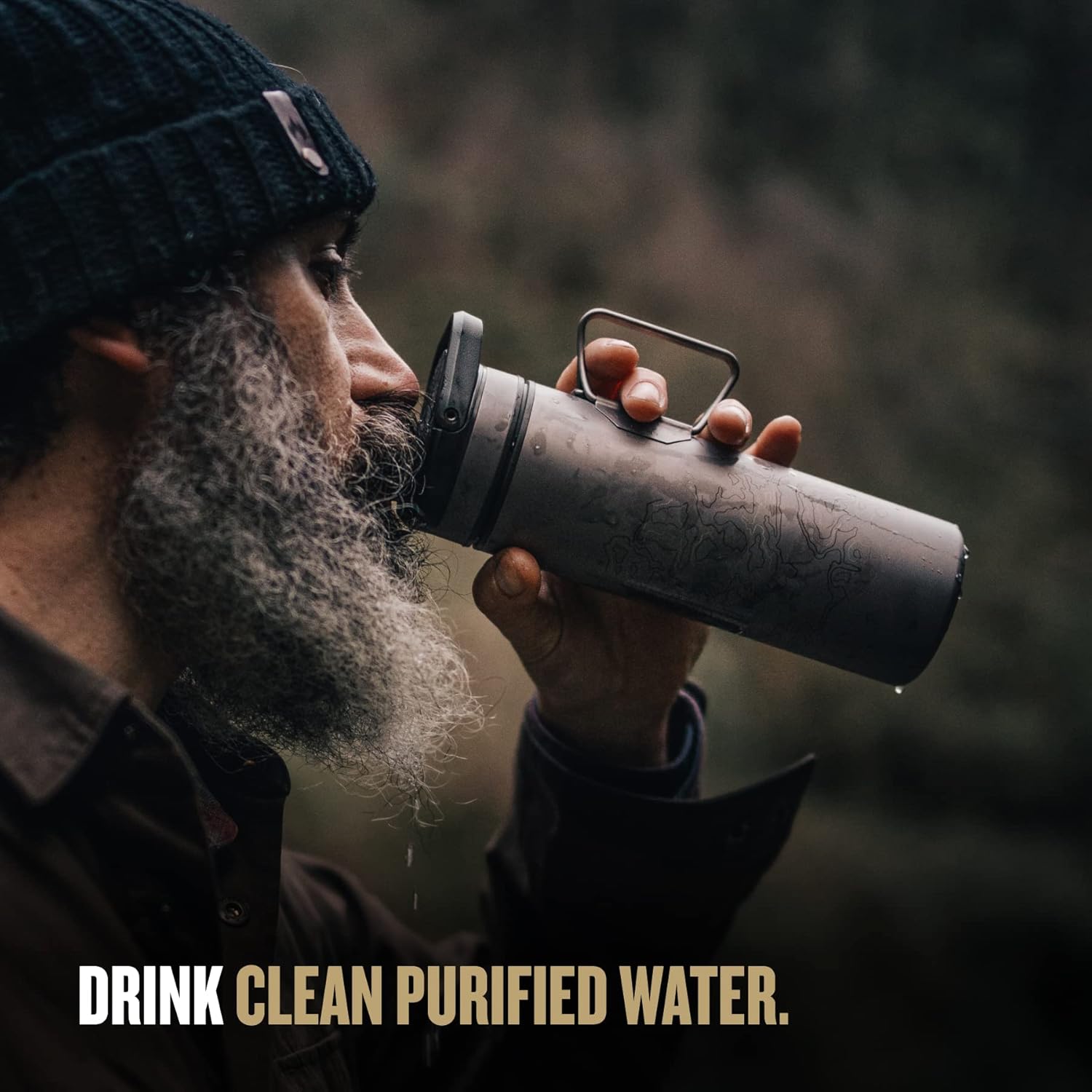 GRAYL UltraPress Titanium 16.9 oz Water Purifier & Filter Bottle for Hiking, Backpacking, Survival, Bushcraft, Travel (Coyote Brown)