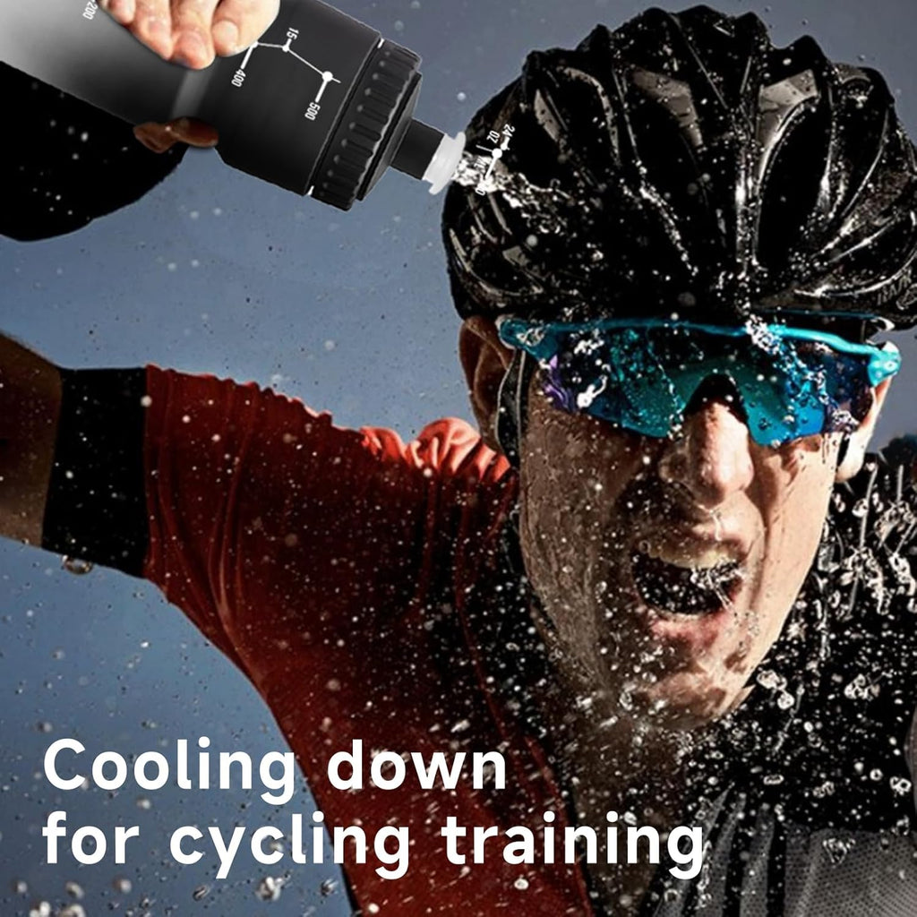 Bike Water Bottle, Cycling Squeeze Water Bottle Leakproof BPA Free with Capacity Scale w/Pull Top Lid, Reusable, for Bicycle, Gym,Camping, Hiking 24oz