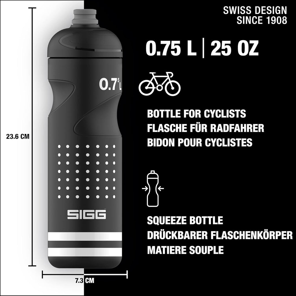 SIGG Pulsar Black Bike Water Bottle (0.75 L), Leakproof Cycling Bottle, Super Lightweight and BPA-Free Sports Bottle with SureSnap® Valve