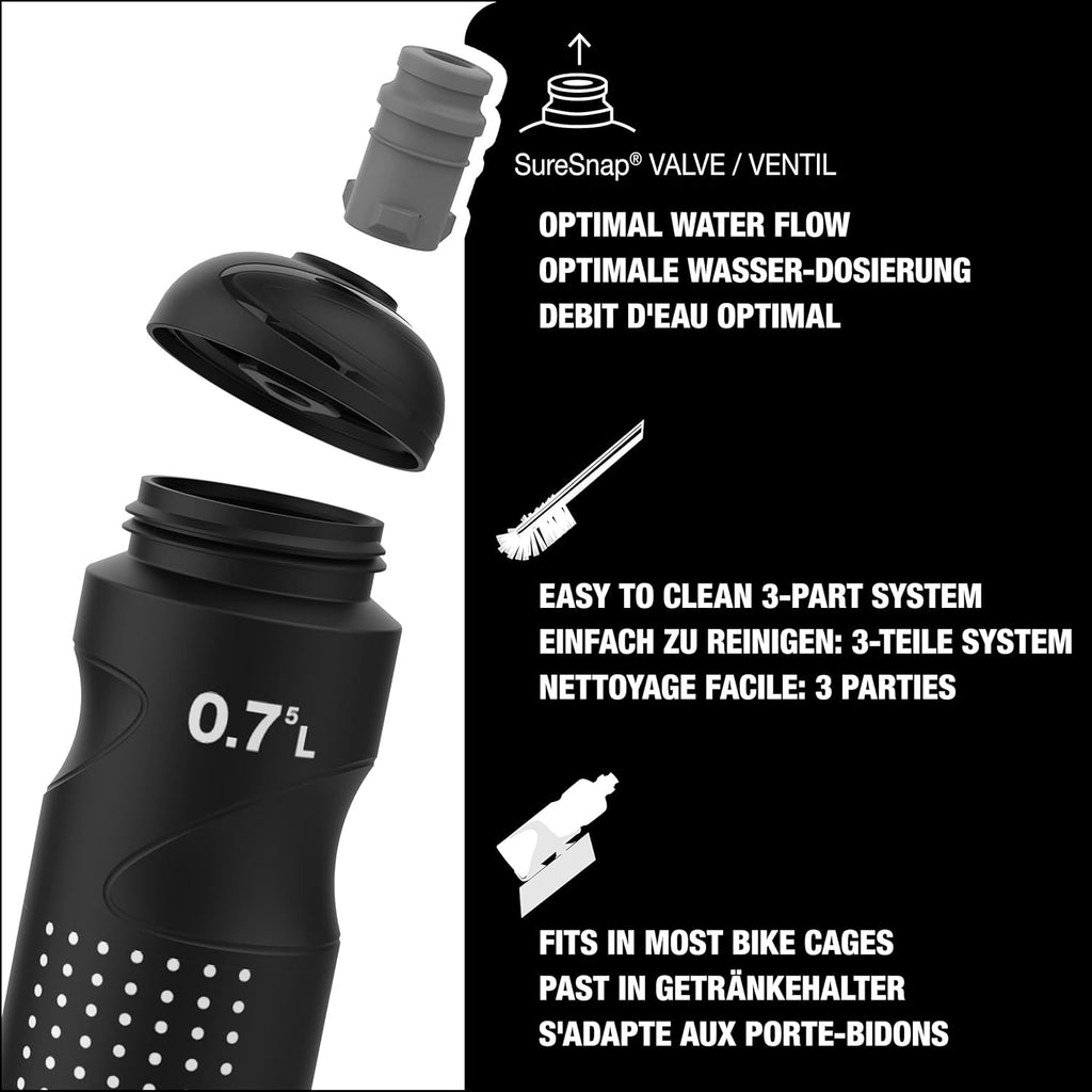 SIGG Pulsar Black Bike Water Bottle (0.75 L), Leakproof Cycling Bottle, Super Lightweight and BPA-Free Sports Bottle with SureSnap® Valve