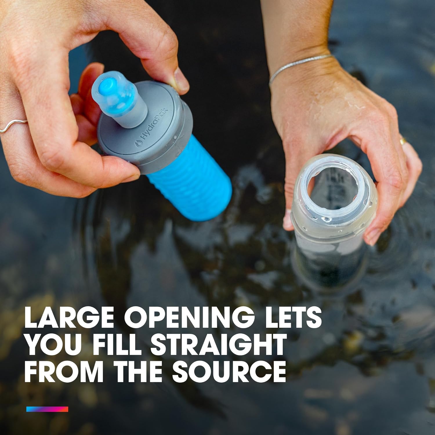 HydraPak UltraFlask+ 500ml - Filtered, Compressible Soft Flask Water Bottle for Hydration Vests and Running Packs with Integrated Water Filter (500ml / 17oz)