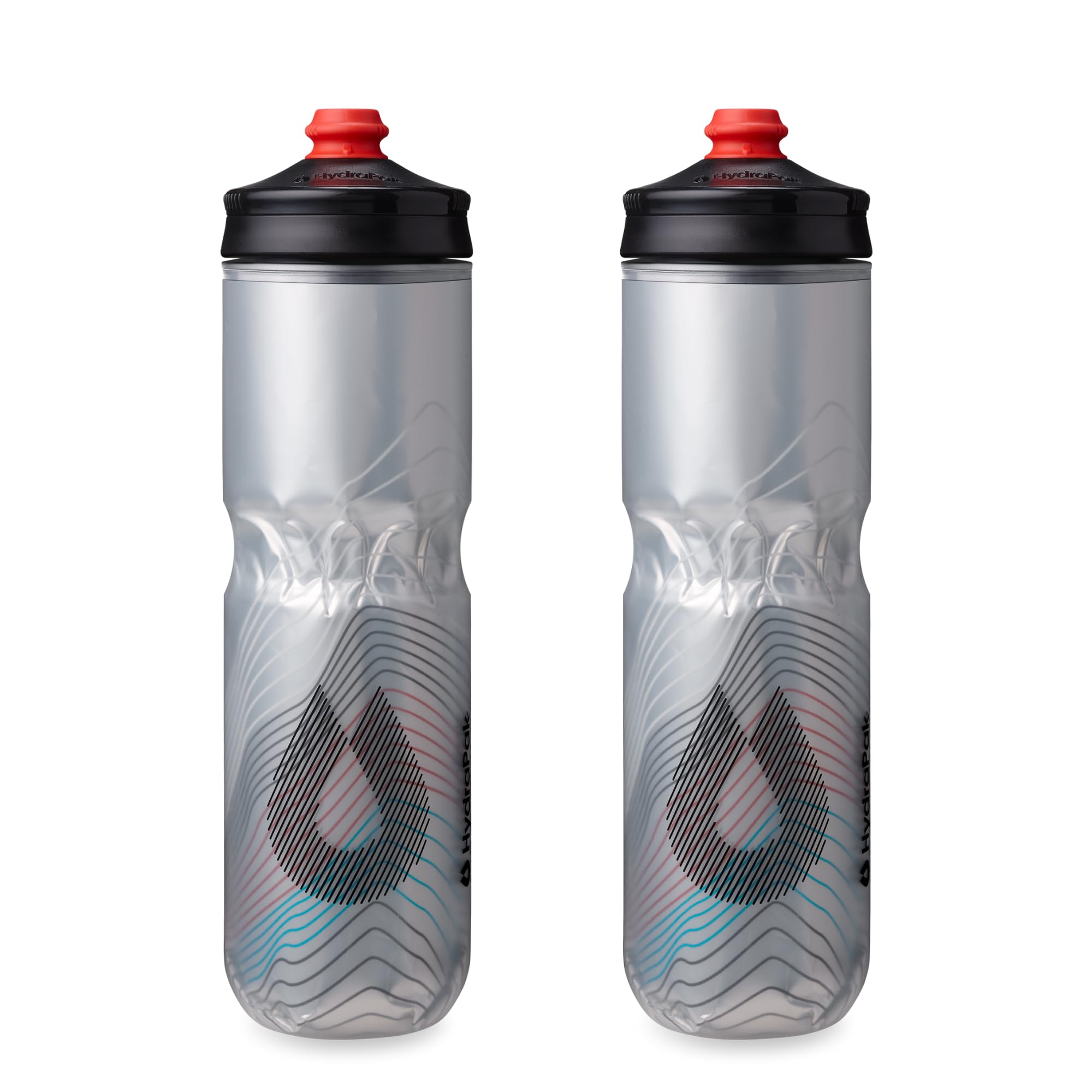 HydraPak Polar Surge Insulated Bike Water Bottle 2-Pack (20oz or 24oz) - High Flow, Fits Most Bike Cages, For Cycling & Sports