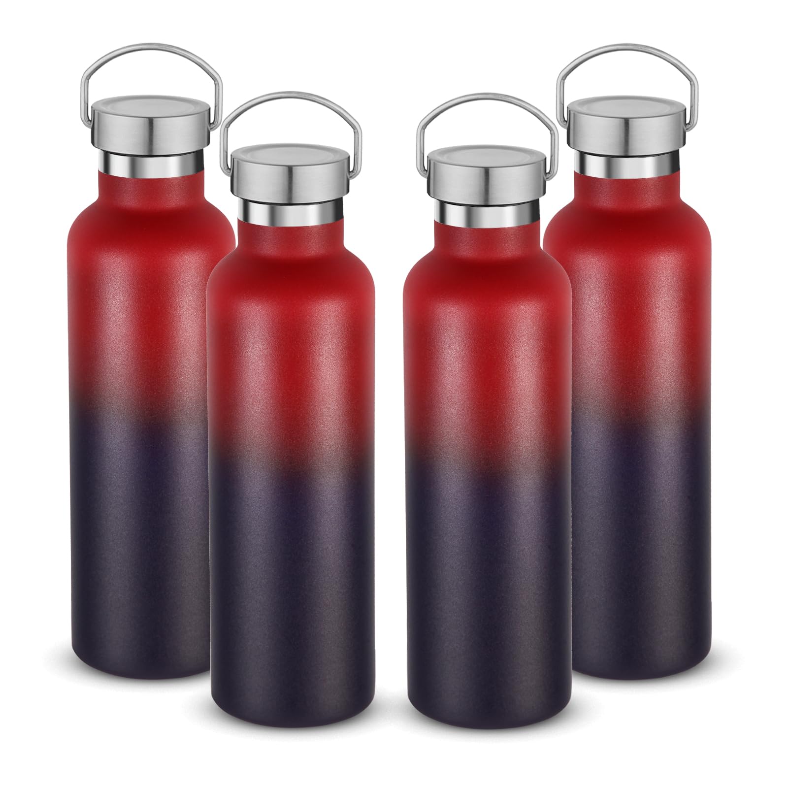 Volhoply 24oz Insulated Standard Mouth Water Bottle with Plastic & Stainless Steel Combination Lid, 304 18/8 Double Wall Vacuum Insulated Water Bottles, Reusable Metal Flask(White,1)