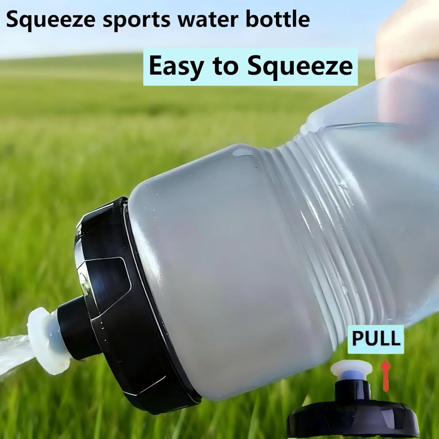 Bike Water Bottle Sports Squeeze Bottle 24oz Bicycle Water Bottles with a Leak-proof Cap BPA Free Perfect for Outdoor Sports.(clear