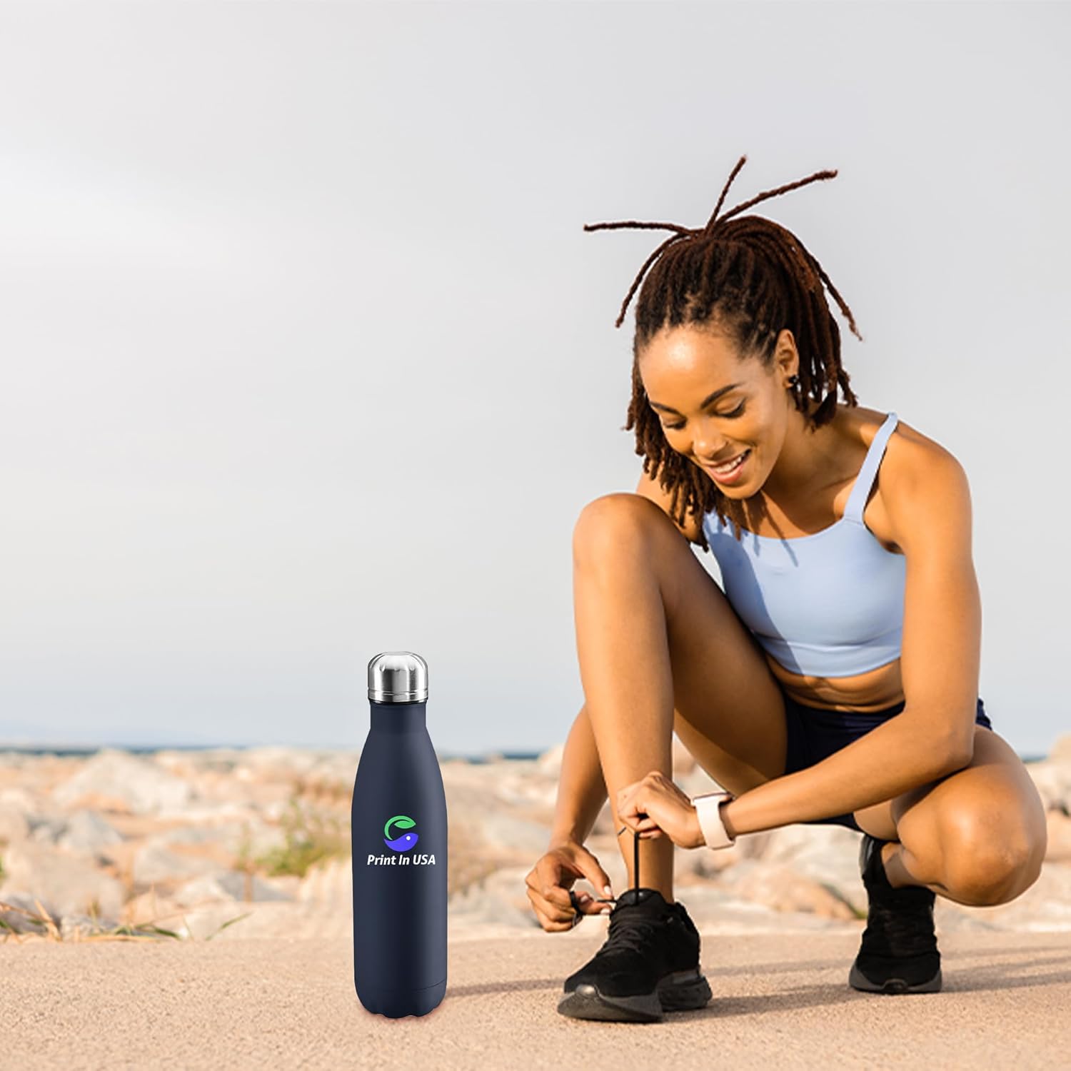 Personalized Custom Print in USA Water Bottles 10Pcs 17oz Stainless Steel Double Wall Insulated Leakproof Cups for Sports Outdoors With Colorful Text Logo