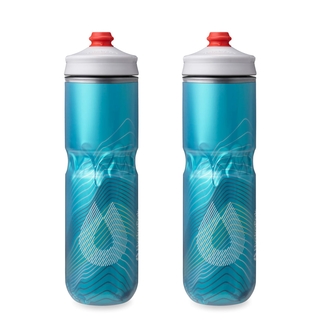 HydraPak Polar Surge Insulated Bike Water Bottle 2-Pack (20oz or 24oz) - High Flow, Fits Most Bike Cages, For Cycling & Sports