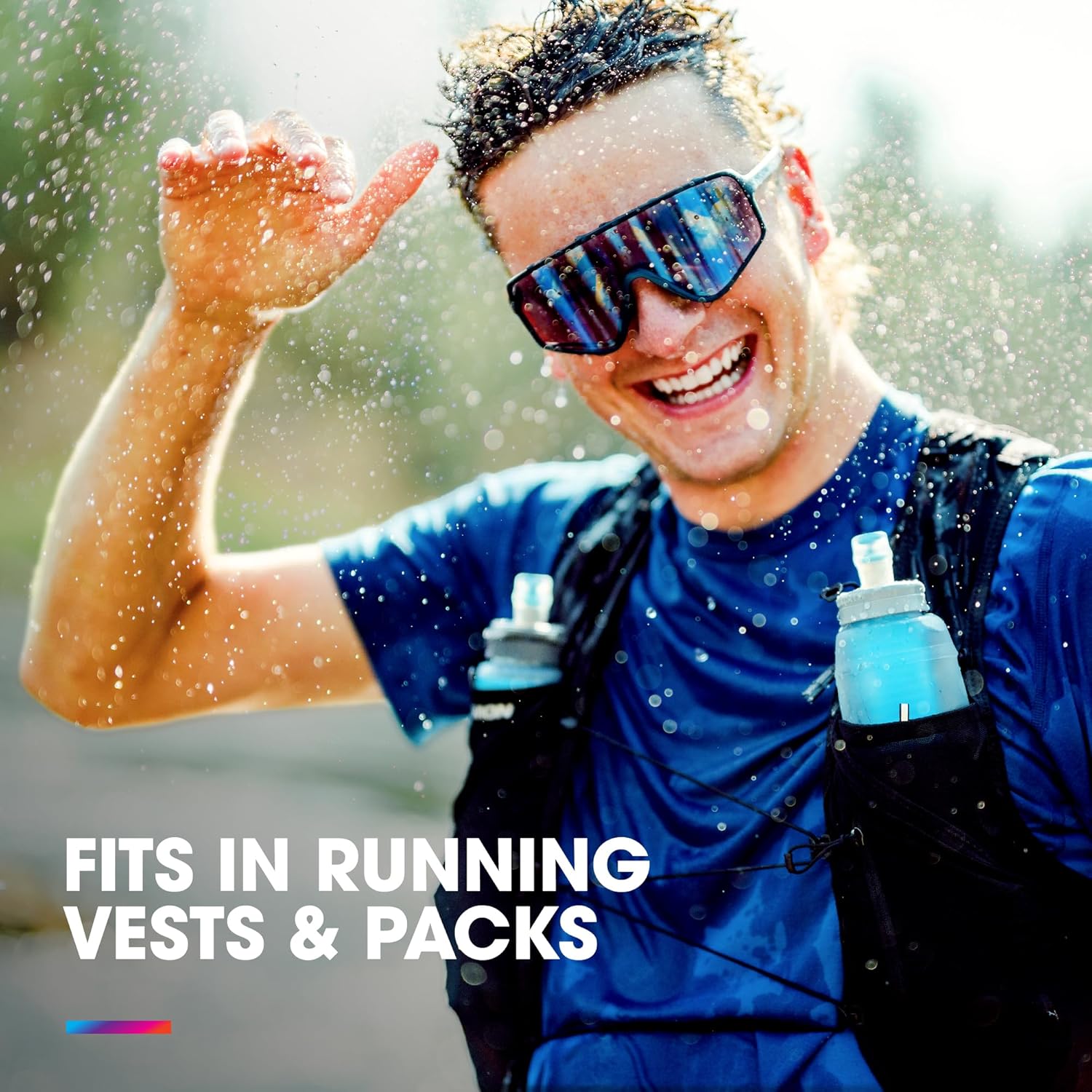 HydraPak UltraFlask+ 500ml - Filtered, Compressible Soft Flask Water Bottle for Hydration Vests and Running Packs with Integrated Water Filter (500ml / 17oz)