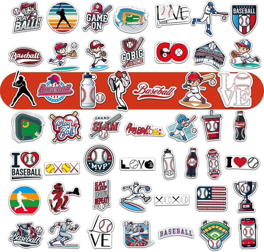 Baseball Water Bottles for Boys 18 oz and 100 PCS Baseballs Stickers Sports Insulated Stainless Steel Water Bottle Baseball Accessories Stuff Gear Gifts For 8-12 12-14 Player