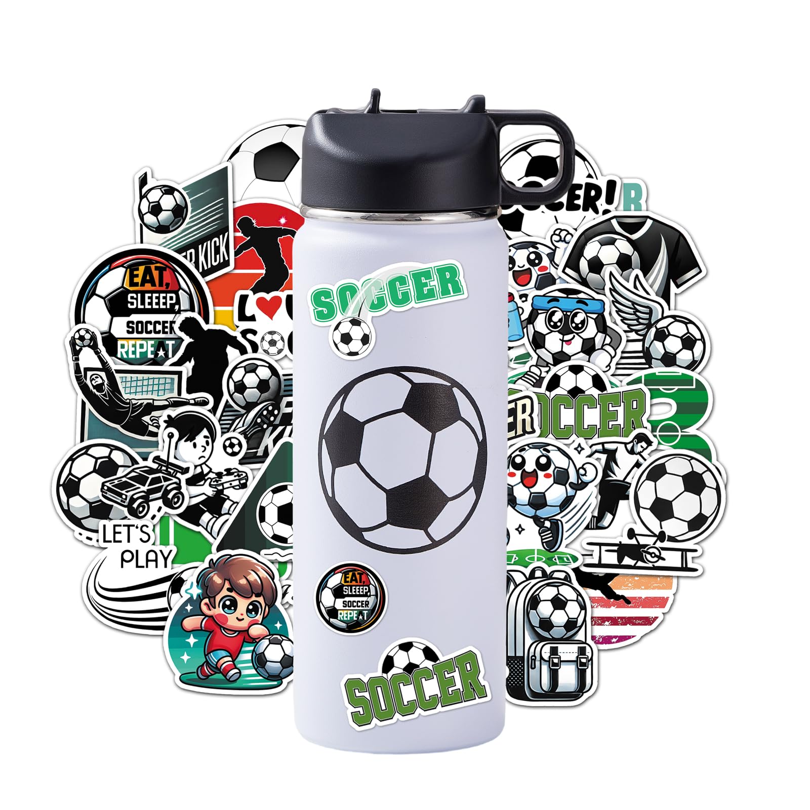 Baseball Water Bottles for Boys 18 oz and 100 PCS Baseballs Stickers Sports Insulated Stainless Steel Water Bottle Baseball Accessories Stuff Gear Gifts For 8-12 12-14 Player